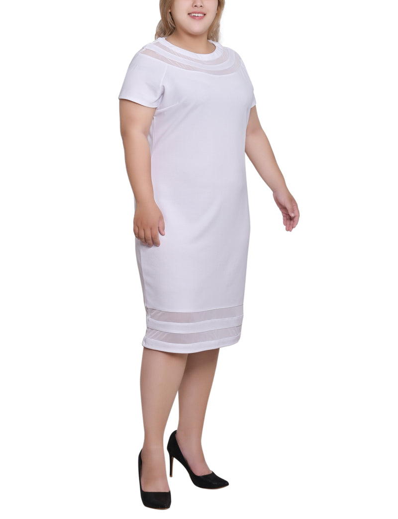 Plus Size Short Sleeve Dress With Mesh Insets