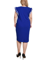 Plus Size Ruffle Sleeve Dress With Contrast Tipping