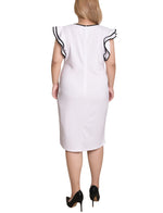 Plus Size Ruffle Sleeve Dress With Contrast Tipping