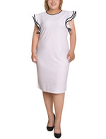 Plus Size Ruffle Sleeve Dress With Contrast Tipping