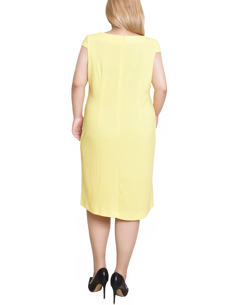 Plus Size Cap Sleeve Exposed Zipper Dress