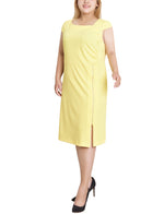 Plus Size Cap Sleeve Exposed Zipper Dress