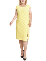 Plus Size Cap Sleeve Exposed Zipper Dress