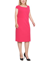 Plus Size Cap Sleeve Exposed Zipper Dress