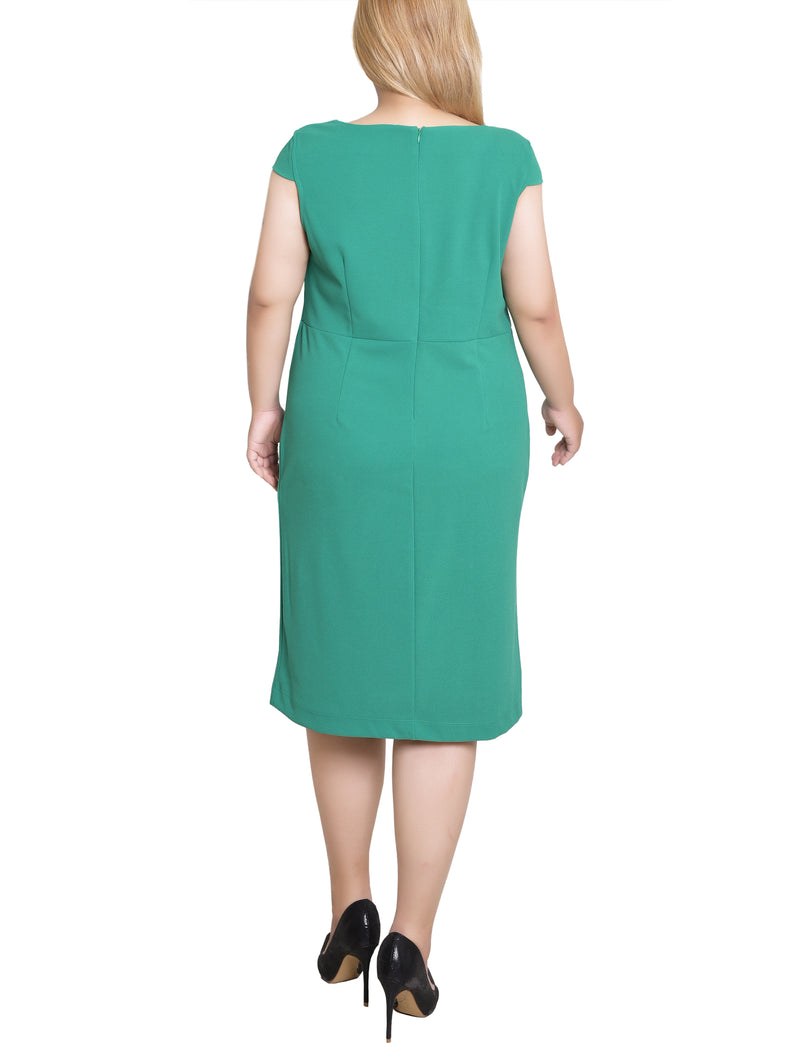 Plus Size Cap Sleeve Exposed Zipper Dress