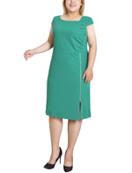 Plus Size Cap Sleeve Exposed Zipper Dress