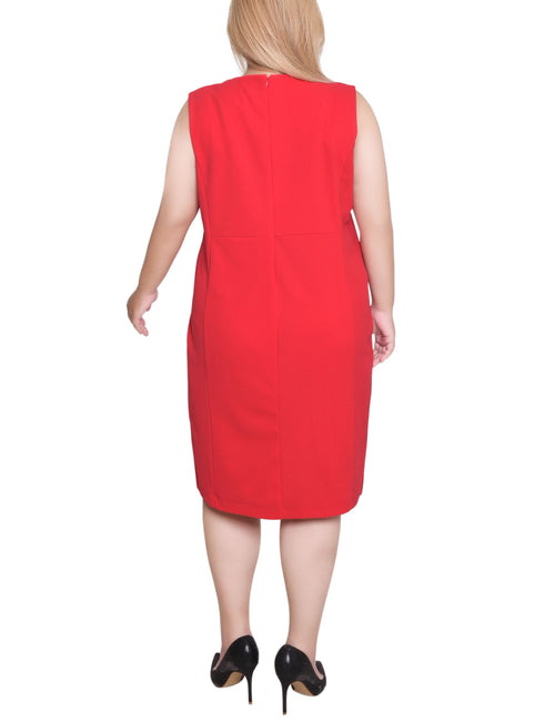 Plus Size Sleeveless Stud Front Dress