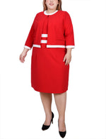 Plus Size Elbow Sleeve Colorblocked 2 Piece Dress Set