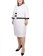 Plus Size Elbow Sleeve Colorblocked 2 Piece Dress Set