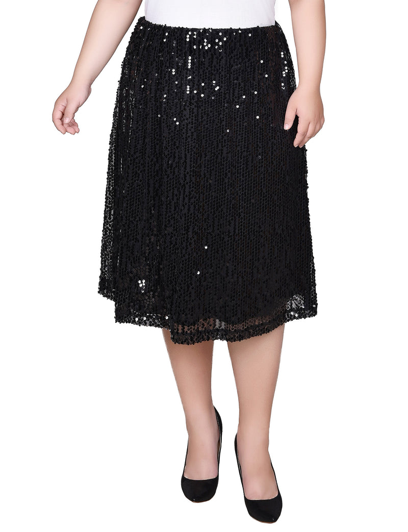 Plus Size Knee Length Sequined Skirt