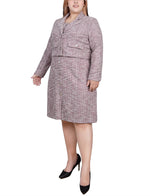 Plus Size Long Sleeve Tweed Dress Set