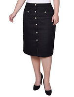 Plus Size Slim Tweed Double Knit Skirt with Pockets