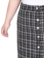 Plus Size Knee Length Slim Tweed Knit Skirt