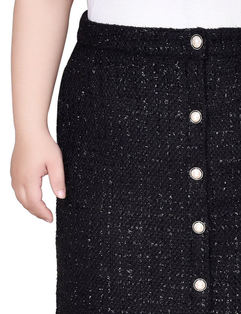 Plus Size Knee Length Slim Tweed Knit Skirt