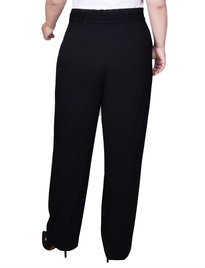 Plus Size Belted Full Length Pants