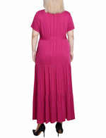 Plus Size Short Sleeve Midi Twill Dress