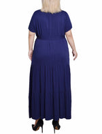 Plus Size Short Sleeve Midi Twill Dress