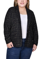Plus Size Long Sleeve Tweed Jacket