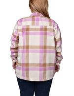 Plus Size Long Sleeve Calf-Length Twill Shirtjacket