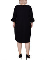 Plus Size 3/4 Sleeve Textured Knit Dress