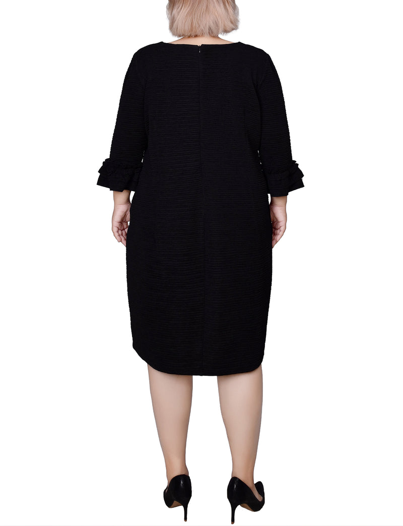 Plus Size 3/4 Sleeve Textured Knit Dress NY COLLECTION Plus Size 3/4 Sleeve Textured Knit Dress NY COLLECTION