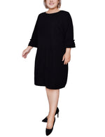 Plus Size 3/4 Sleeve Textured Knit Dress