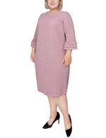 Plus Size 3/4 Sleeve Textured Knit Dress