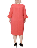 Plus Size 3/4 Sleeve Textured Knit Dress