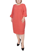 Plus Size 3/4 Sleeve Textured Knit Dress