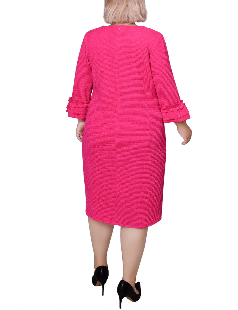 Plus Size 3/4 Sleeve Textured Knit Dress