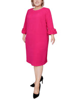 Plus Size 3/4 Sleeve Textured Knit Dress