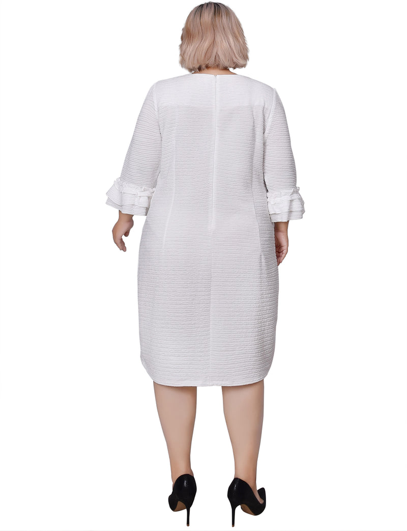 Plus Size 3/4 Sleeve Textured Knit Dress NY COLLECTION Plus Size 3/4 Sleeve Textured Knit Dress NY COLLECTION