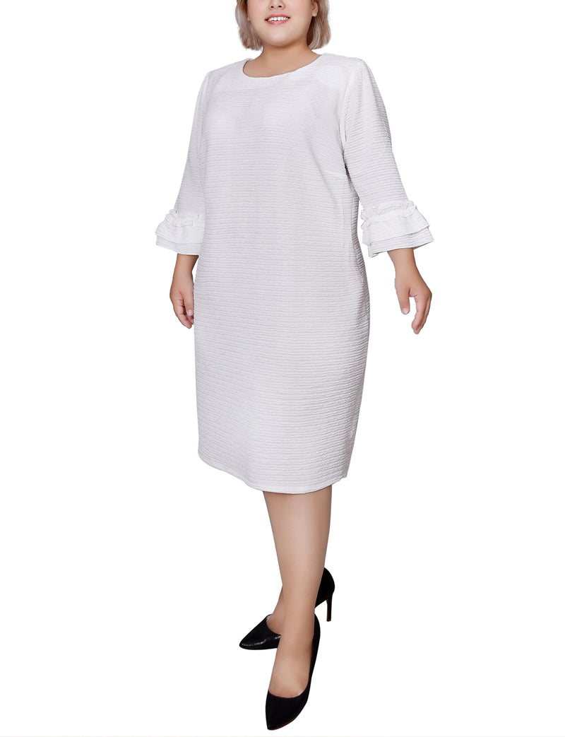 Plus Size 3/4 Sleeve Textured Knit Dress