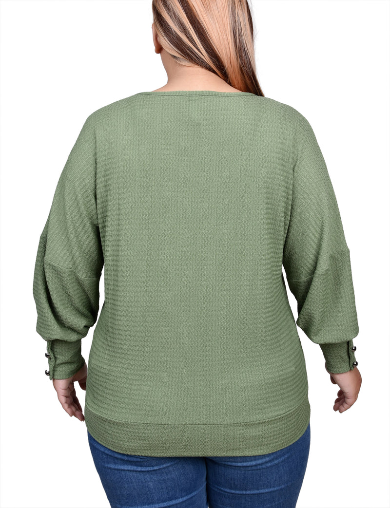 Plus Size Long Sleeve Textured Knit Top