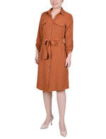 Long Roll Tab Sleeve Shirtdress