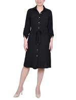 Long Roll Tab Sleeve Shirtdress