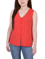 Sleeveless Button Front Blouse