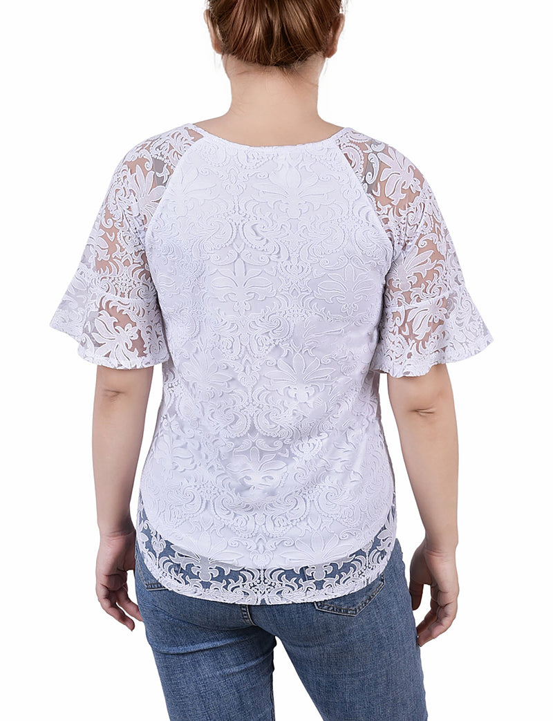 Short Bell Sleeve Lace Blouse