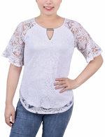 Short Bell Sleeve Lace Blouse