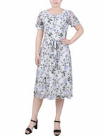 Short Sleeve Belted Swiss Dot Dress