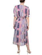 Short Puff Sleeve Chiffon Dress