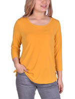 Long Sleeve Crepe Pullover Top With Button Details