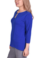 3/4 Sleeve Crepe Top With 3 Rings