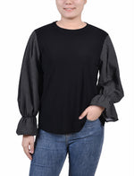 Long Sleeve Top With Printed Sleeves