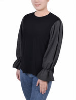 Long Sleeve Top With Printed Sleeves