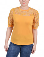 Puff Lace-Sleeve Top