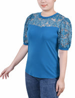 Puff Lace-Sleeve Top