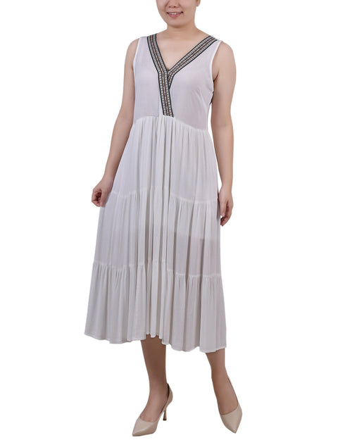 Sleeveless Surplice Tiered Dress