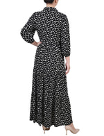 3/4 Sleeve Crinkle Tiered Maxi Dress