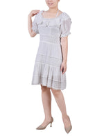 Short Sleeve Ruffle Neck Dress